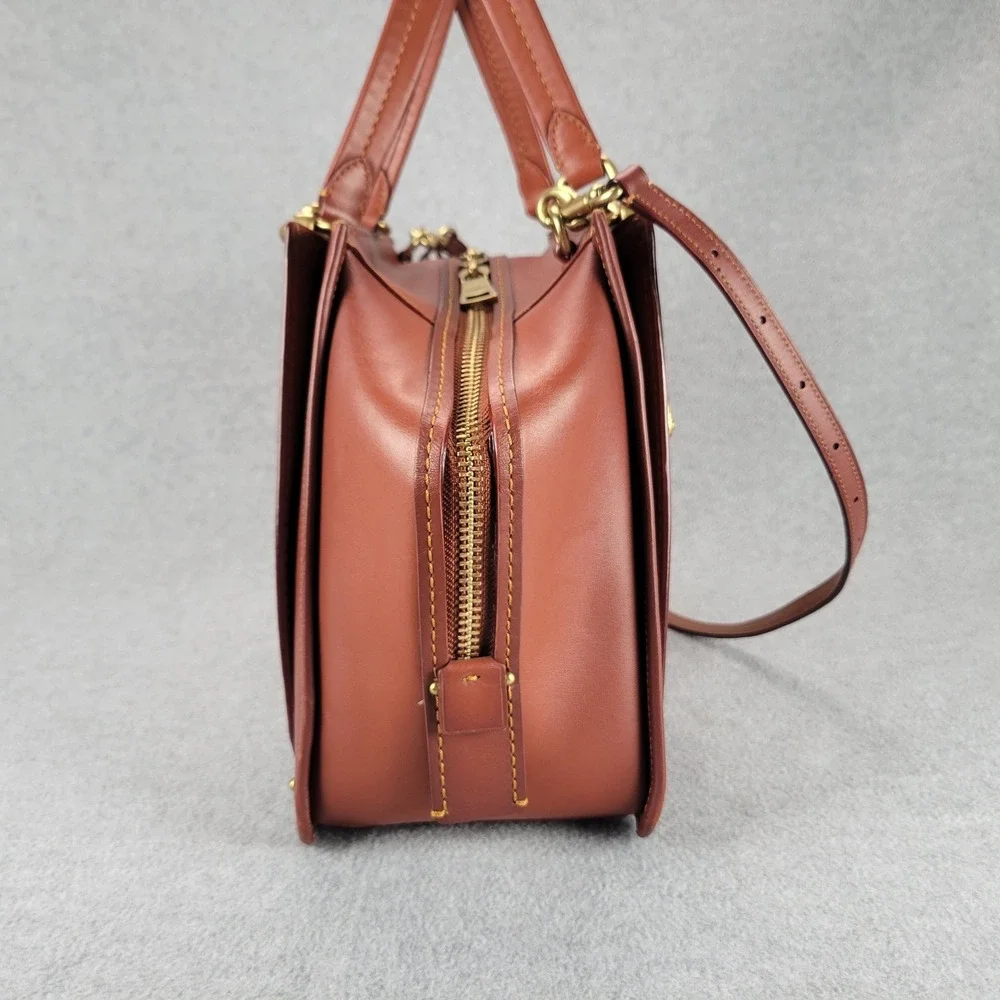 Coach Dreamer 67035 Satchel Signature Canvas Tan Rust Leather Crossbody‎ Bag